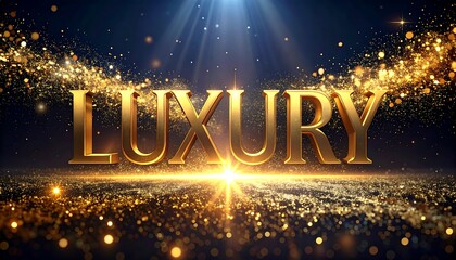 Gold text "Luxury" on a glittering background