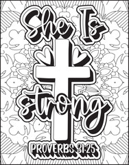Bible Verse Quote Coloring Page for Adults. Christian Bible Coloring Page 