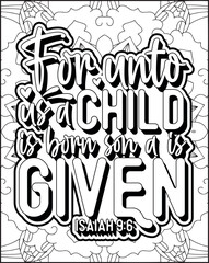 Bible Verse Quote Coloring Page for Adults. Christian Bible Coloring Page 