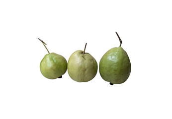 three ripe guava isolate on white