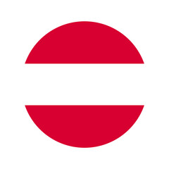 Obraz premium Austrian flag in the shape of circle, flat vector illustration. 