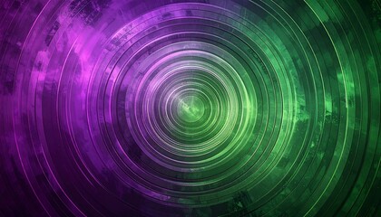 Abstract concentric circles in vibrant purple and green