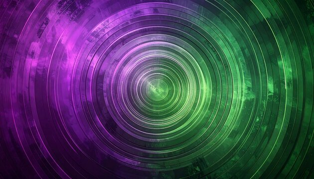 Abstract concentric circles in vibrant purple and green
