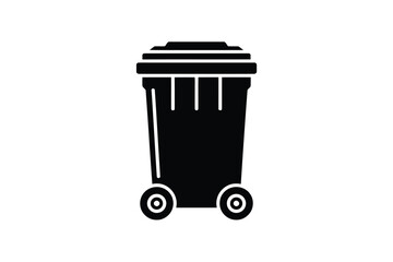 Black silhouette of a wheeled trash can
