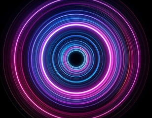 Abstract concentric neon circles
