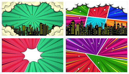 Comic book halftone background. Vintage superheroes comics poster backdrop, halftone texture and superhero vector backgrounds © VectForest