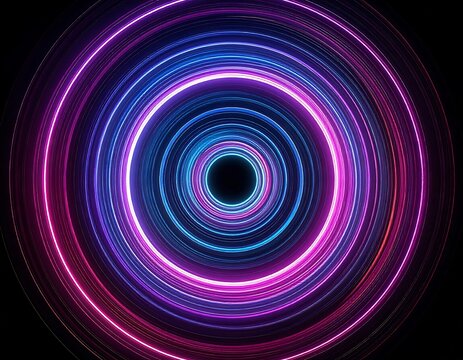 Abstract concentric neon circles