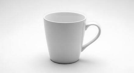 Fototapeta premium Plain white ceramic mug with handle, isolated on white background