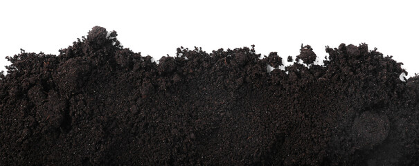 Fresh soil isolated on white, top view