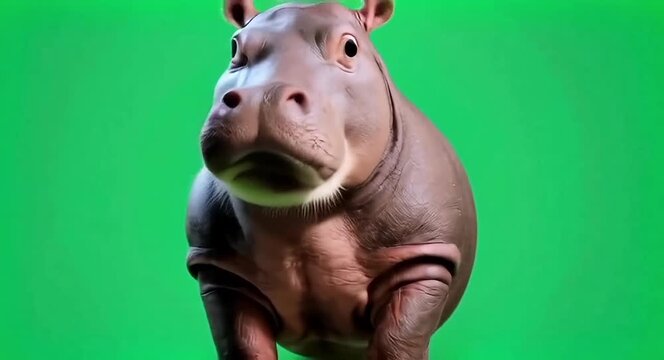 Hippo against green-screen background.4k video.