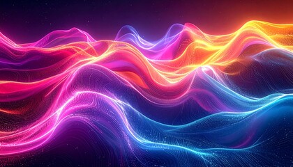 Fototapeta premium Abstract vibrant wavy digital landscape