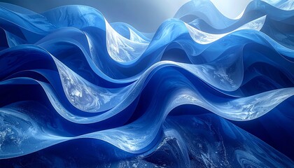 Abstract blue wavy shapes