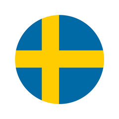 Swedish flag in the shape of circle, vector illustration in flat style.	
