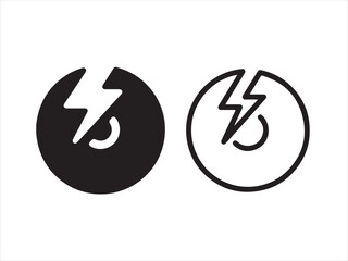 Energy saving icon in black and white isolated on white background