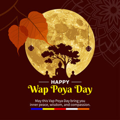 Wap Full Moon Poya Day Greeting Card with Buddhist Festival Wishes - Happy Wap Full Moon Poya Day