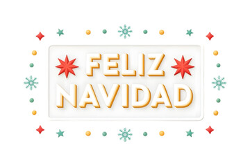 Fototapeta premium Feliz Navidad PNG Transparent background White Sign With Festive Border Christmas holiday