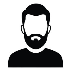 Modern male silhouette avatar with beard and hairstyle clean icon silhouette