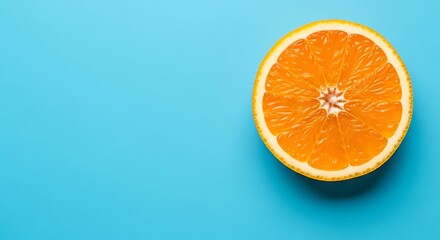 Orange Slice on Blue Background.