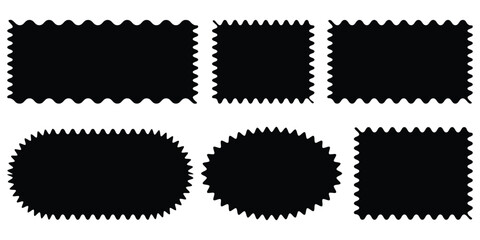 Rectangle shape frame with zigzag edge. Zigzag edge frame. Different size frames. Zigzag shape. rectangle shape with zigzag edge frame square shape.