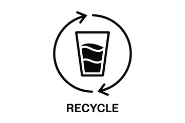 Recycle icon with a glass of liquid and circular arrows