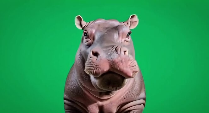 Hippo against green-screen background.4k video.