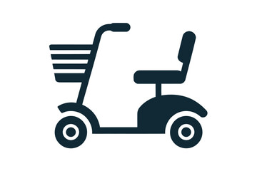 Icon of a mobility scooter with a basket