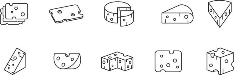 Cheese Thin line Icon Set . meal, breakfast, cooking, fresh,   . Vector Illustration	

