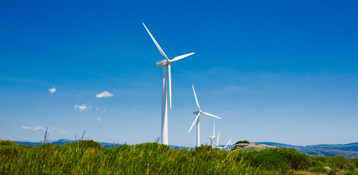 Wind turbines in a scenic rural landscape