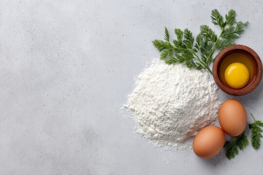 Flour mound, nestled eggs, and vibrant yolk, evoke rustic baking rituals, celebrating Imbolc's renewal and National Baking Day