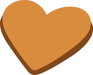 Cute gingerbread heart-shaped cookie in warm brown tones, perfect for holiday designs, Christmas decor, and festive creative projects.