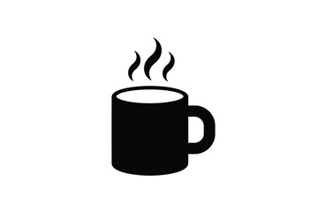 Steaming black coffee mug icon