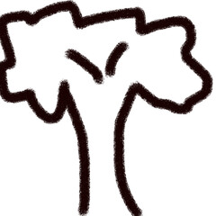 black crayon textured effect of tree  - vector hand drawn sketchy style of tree