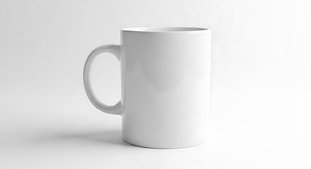 Obraz premium A white ceramic mug isolated on a clean white background with soft shadow