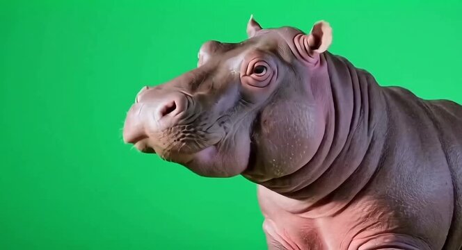 Hippo against green-screen background.4k video.