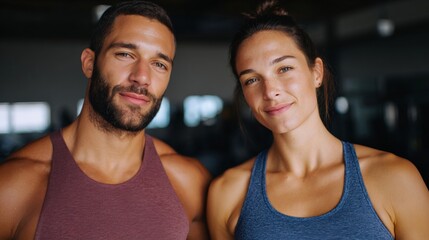 Fototapeta premium Couple in gym setting.