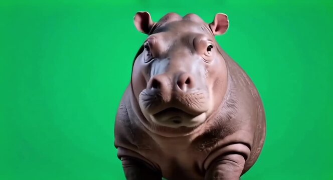 Hippo against green-screen background.4k video.