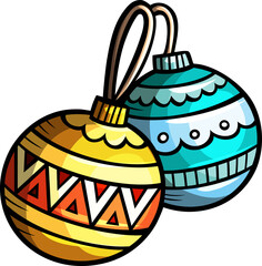 Christmas Colorful Balls Cartoon Illustration