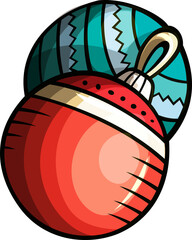 Christmas Colorful Balls Cartoon Illustration
