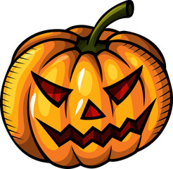Angry Halloween Pumpkin Cartoon Illustration