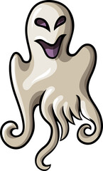 Smiling Halloween Ghost Cartoon Illustration