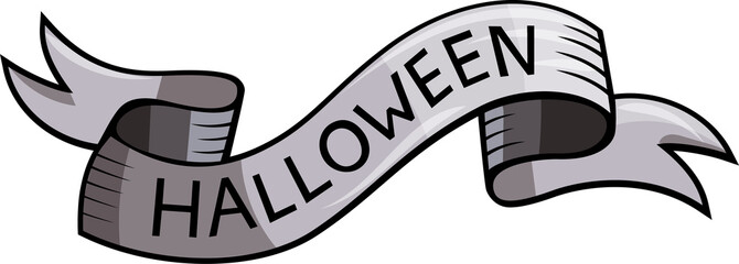 Halloween Ribbon Banner Cartoon Illustration