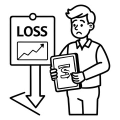 Worried businessman facing financial loss with falling profits and business downturn, highlighting investment risk and economic uncertainty in the modern market era