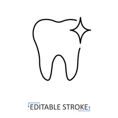 A teeth whitening icon in minimalist style with editable stroke. Dental care symbol, medicine element, healthcare object, oral hygiene, stomatology concept, medical pictogram