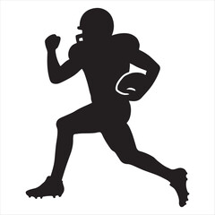 Silhouette of an american football player running with the ball and raising his fist in victory
