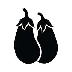 Eggplant Vegetable Silhouette Icon – Black Minimalist Logo Design