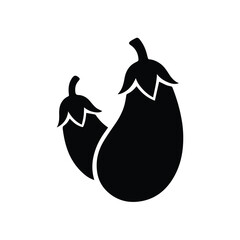 Eggplant Vegetable Silhouette Icon – Black Minimalist Logo Design