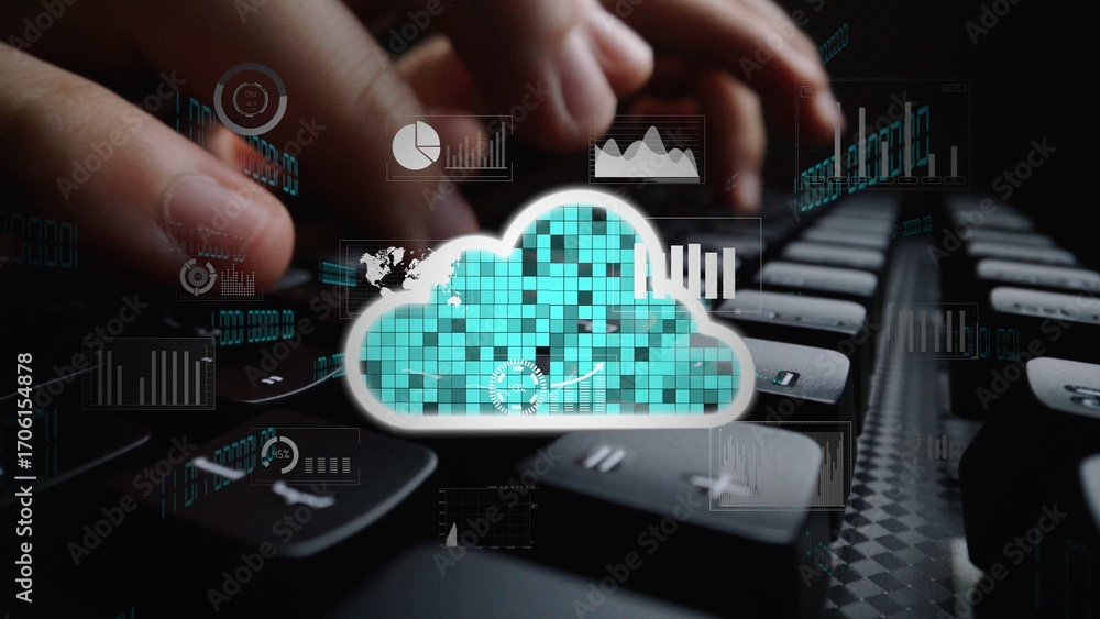 Poster cloud computing, cloud strategy, and cloud technology transforming digital infrastructure with scala