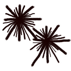 black crayon textured effect of fire works - vector hand drawn sketchy style