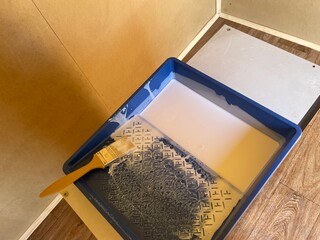 Varnish coating on wooden wall surface