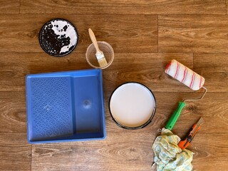 Varnish coating on wooden wall surface